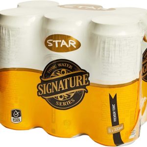 STAR Signature Series Tonic-Water Soda, refreshing and energizing carbonated Tonic-Water-Soft-Drink, value-pack of 6 x 300ml Cans