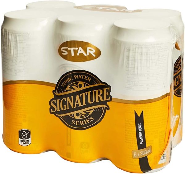 STAR Signature Series Tonic-Water Soda, refreshing and energizing carbonated Tonic-Water-Soft-Drink, value-pack of 6 x 300ml Cans