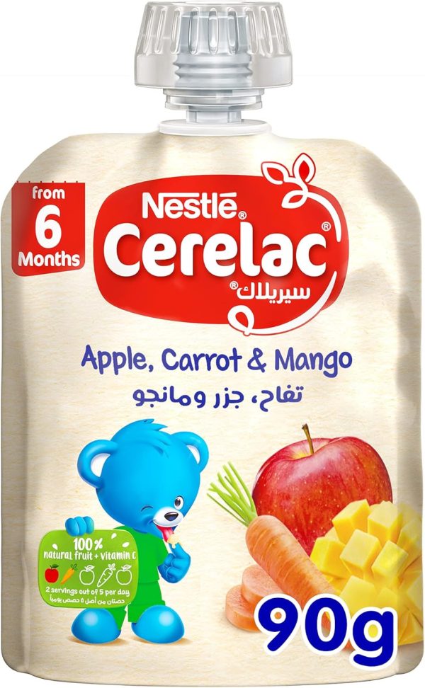 Cerelac Nestle Cerelac Fruits & Vegetables Puree Pouch Apple Carrot Mango 90g