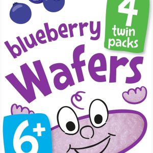 Kiddylicious Blueberry Wafers Gluten & Dairy Free Kids Snack, Suitable for 6+ Months 4x4g
