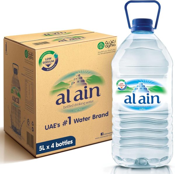 Al Ain Bottled Water 4 x 5L - Balanced Minerals, Refreshing Hydration, Smooth Taste