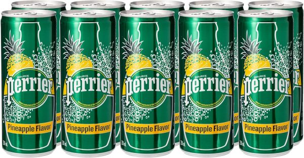 Perrier Sparkling Water Pineapple Flavor Slim Can, 10 x 250ml